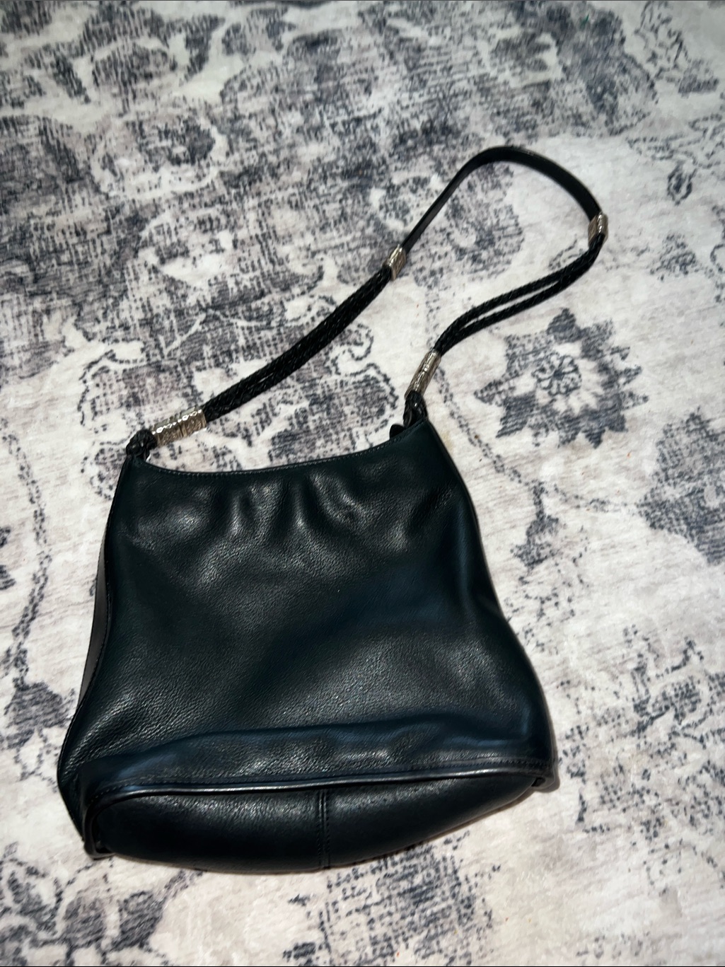 Fossil Black Leather Shoulder Bag With Braided Strap
